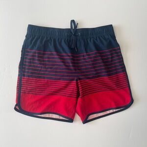 George Men Stripped Swim Trunks Shorts Elastic Waist Drawstring Pockets M 32-34